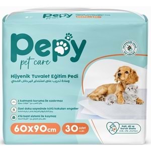 Pepy Evcil Hayvan Tuvalet Eğitim Pedi 60*90CM 30 Adet Tekli Pk