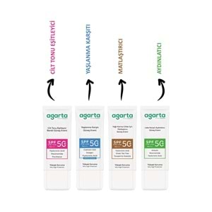 Agarta Yaşlanma Karşıtı Collagen Destekli Spf+50 Faktör Yüz Güneş Kremi 50 ML (4 Lü Set)