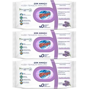Bingo Clean Yüzey Temizlik Havlusu 96 Yaprak Lavanta Kokulu Plastik Kapaklı (3 Lü Set) 288 Yaprak