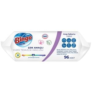 Bingo Clean Yüzey Temizlik Havlusu 96 Yaprak Lavanta Kokulu Plastik Kapaklı (9 Lu Set) 864 Yaprak