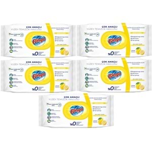 Bingo Clean Yüzey Temizlik Havlusu 96 Yaprak Limon Kokulu Plastik Kapaklı (5 Li Set) 480 Yaprak