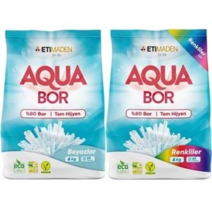 AquaBor Matik Toz Çamaşır Deterjanı 12KG Beyazlar+Renkliler 80 Yıkama (2PK*6KG)