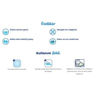 Canped Yetişkin Yatak Koruyucu Örtü Extra 80 x 180 CM (XL) 50 Adet