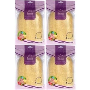 Derma Naturel Loofah Kabak Havlu Banyo Eldiveni (15*24CM) MS-11 (4 Lü Set)