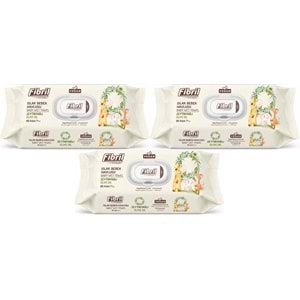 Fibril Islak Havlu Bebek Mendil 90 Yaprak Zeytinyağlı Plastik Kapaklı (3 Lü Set) 270 Yaprak