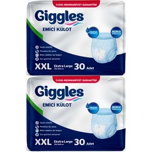 Giggles Yetişkin Bezi Emici Külot Ekstra Büyük (XXL) (Bel Ölçüsü 150 - 200 CM) 60 Adet