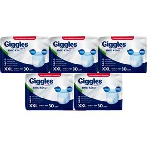 Giggles Yetişkin Bezi Emici Külot Ekstra Büyük (XXL) (Bel Ölçüsü 150 - 200 CM) 150 Adet