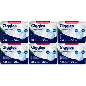 Giggles Yetişkin Bezi Emici Külot Ekstra Büyük (XXL) (Bel Ölçüsü 150 - 200 CM) 180 Adet