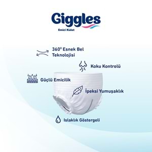 Giggles Yetişkin Bezi Emici Külot Ekstra Büyük (XXL) (Bel Ölçüsü 150 - 200 CM) 270 Adet