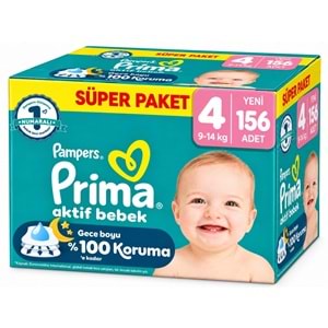 Prima Aktif Bebek Bebek Bezi 4 Beden 9-14 KG Maxi 156 Adet Süper Fırsat Pk
