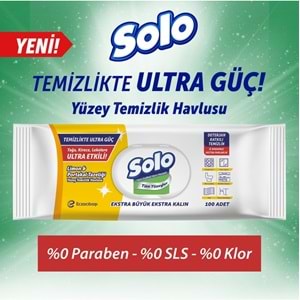 Solo Yüzey Temizlik Havlusu - Mendili 100 Yaprak Limon & Portakal Tazeliği (9 Lu Set) 900 Yaprak