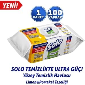 Solo Yüzey Temizlik Havlusu - Mendili 100 Yaprak Limon & Portakal Tazeliği (12 Li Set) 1200 Yaprak