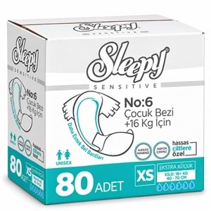 Sleepy Çocuk Bezi Bel Bantlı XS - Extra Küçük - Ekstra Küçük 80 Adet (16+ KG Bel Ölçüsü 40-70 CM)