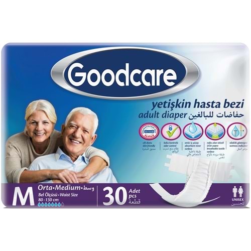 Goodcare Yetişkin Bezi Bel Bantlı Tekstil Yüzey M - Orta - Medium 30 Adet Tekli Pk