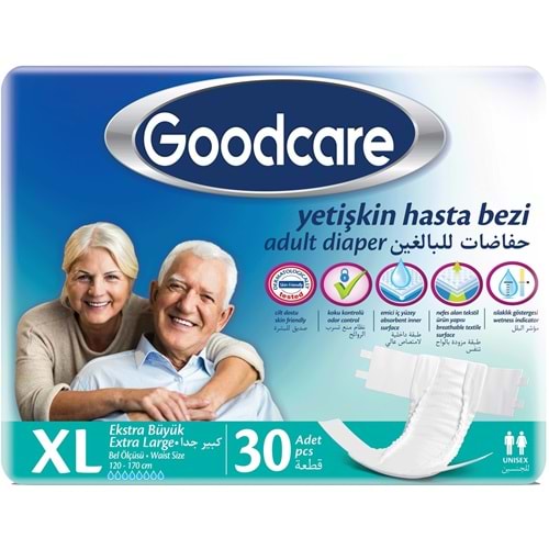 Goodcare Yetişkin Bezi Bel Bantlı Tekstil Yüzey XL - Ekstra Large - Extra Large 30 Adet Tekli Pk