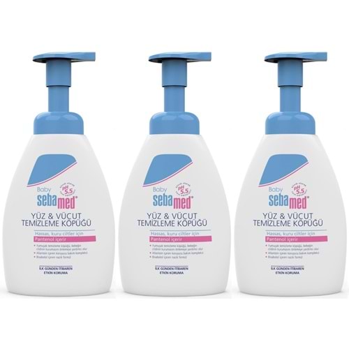 Sebamed Bebek Saç Yüz ve Vücut Köpüğü 400ML (pH 5.5 Yenidoğan Hassas Cilt) (3 Lü Set)