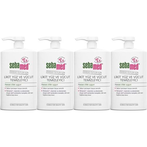 Sebamed Yüz ve Vücut Temizleyici Likit 300 ML (4 Lü Set)