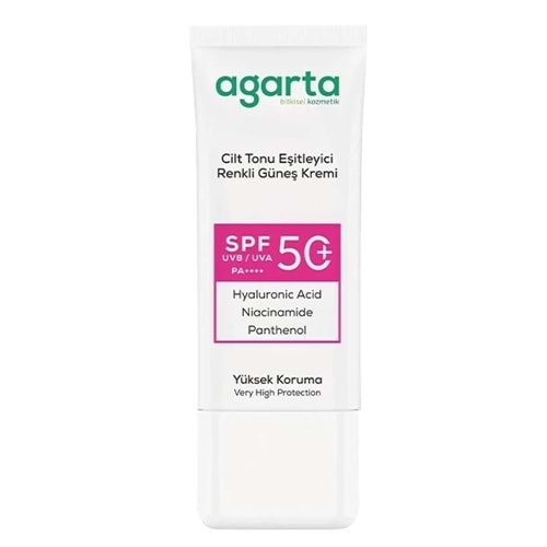 Agarta Cilt Tonu Eşitleyici Renkli Kapatıcı Etkili Spf+50 Faktör Güneş Kremi 50 ML