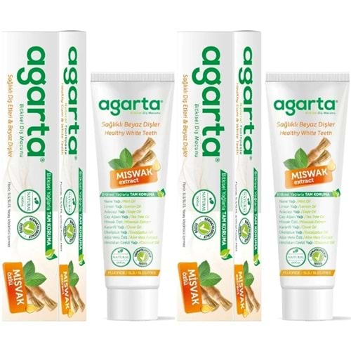 Agarta Doğal Diş Macunu 100ML Misvak özlü (2 Li Set)