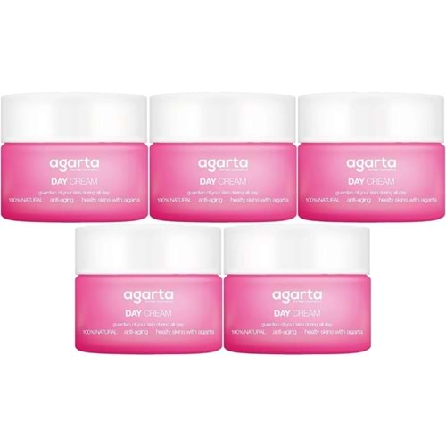 Agarta Doğal Nemlendirici Su Bazlı Gündüz Kremi 50 ML (5 Li Set)