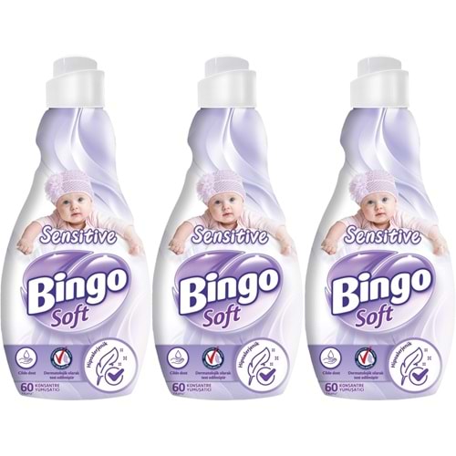 Bingo Soft Çamaşır Yumuşatıcı Konsantre 1440ML Sensitive (Hipoalerjenik) (3 Lü Set)