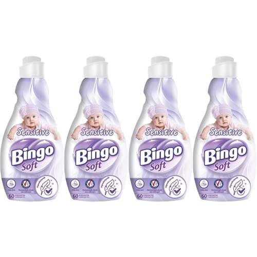 Bingo Soft Çamaşır Yumuşatıcı Konsantre 1440ML Sensitive (Hipoalerjenik) (4 Lü Set)
