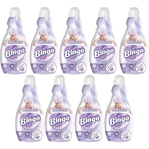 Bingo Soft Çamaşır Yumuşatıcı Konsantre 1440ML Sensitive (Hipoalerjenik) (9 Lu Set)