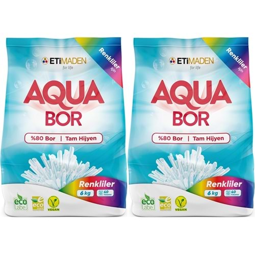 AquaBor Matik Toz Çamaşır Deterjanı 12KG (Renkliler İçin) 80 Yıkama (2PK*6KG)