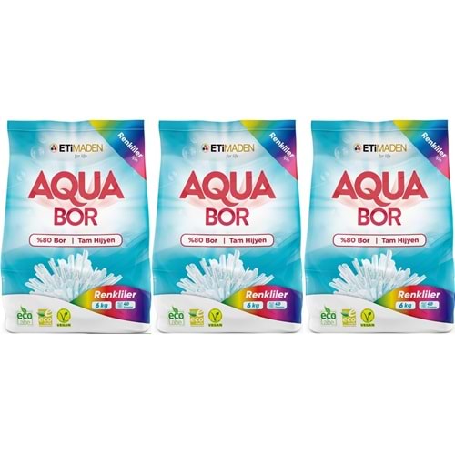 AquaBor Matik Toz Çamaşır Deterjanı 18KG (Renkliler İçin) 120 Yıkama (3PK*6KG)