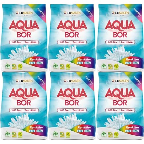 AquaBor Matik Toz Çamaşır Deterjanı 36KG (Renkliler İçin) 240 Yıkama (6PK*6KG)