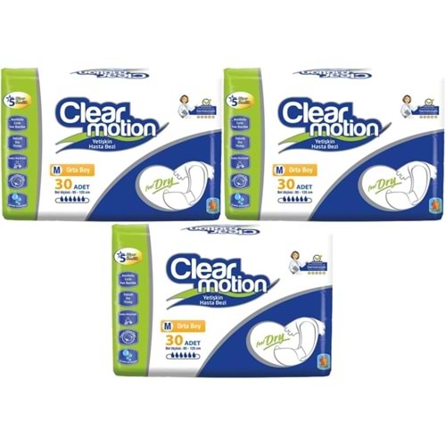 Clearmotion Yetişkin Bezi Bel Bantlı M - Orta - Medium 90 Adet (3PK*30)