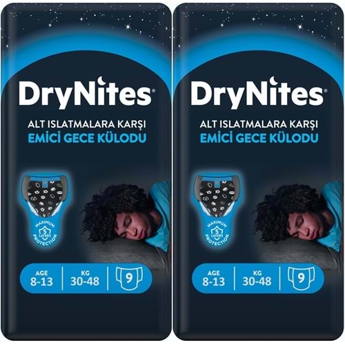 Drynites Emici Gece Külodu/Külot Bez Erkek 8-13 Yaş 30-48KG Large 18 Adet 2PK*9 AltIslatmalara Karşı