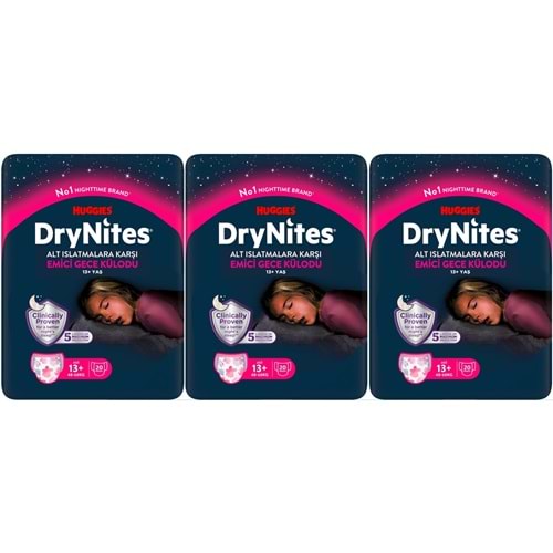 Drynites Emici Gece Külodu/Külot Bez Kız 13+ Yaş (48-60KG) X Large 60 Adet Mega Pk (3PK*20)