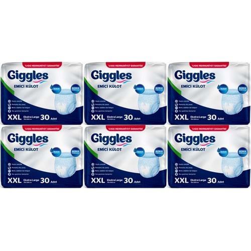 Giggles Yetişkin Bezi Emici Külot Ekstra Büyük (XXL) (Bel Ölçüsü 150 - 200 CM) 180 Adet
