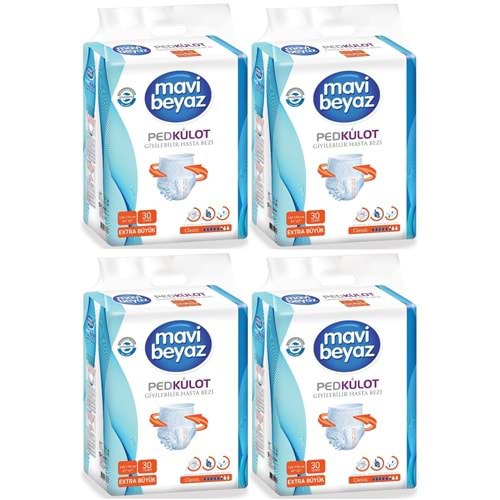 Mavi Beyaz Ped Emici Külot Yetişkin Bezi XL - Extra Large - Ekstra Büyük 120 Adet