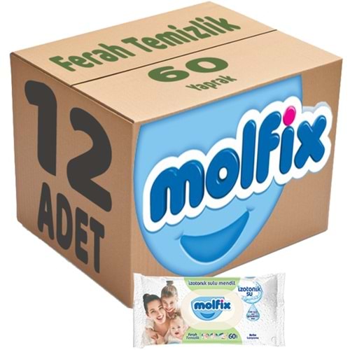 Molfix Islak Havlu Mendil İzotonik Ferah Temizlik 12 Li set 60 Yaprak Plastik Kapaklı
