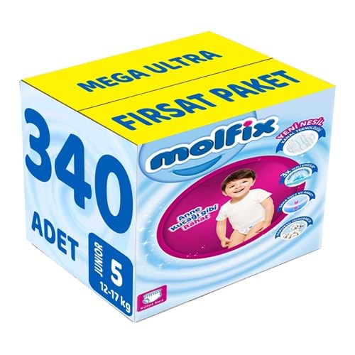 Molfix Külot Bebek Bezi 5 Beden 12-17 KG Junior 340 Adet MeGa Ultra Fırsat Pk