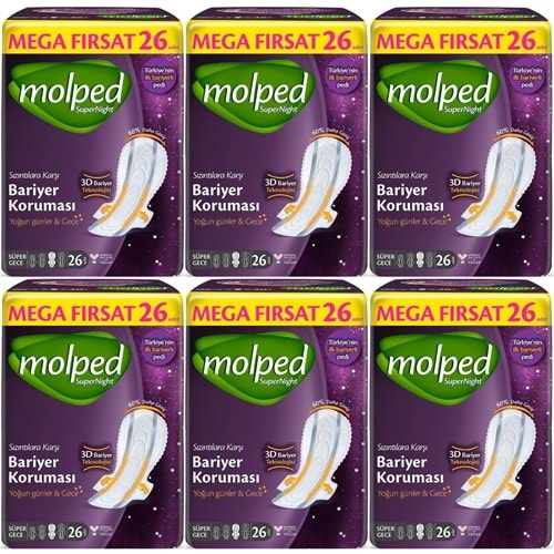 Molped Süper Night Hijyenik Ped Süper Gece 156 Adet Mega Fırsat Pk