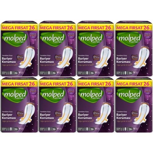 Molped Süper Night Hijyenik Ped Süper Gece 208 Adet Mega Fırsat Pk