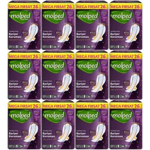 Molped Süper Night Hijyenik Ped Süper Gece 312 Adet Mega Fırsat Pk