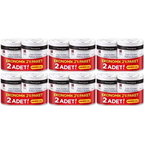 Neutrogena Norveç Formülü Hızlı Emilen Bakım Kremi 200ML+200ML 400ML Avantaj PK (6 Lı Set)