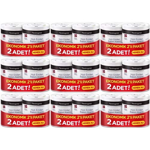 Neutrogena Norveç Formülü Hızlı Emilen Bakım Kremi 200ML+200ML 400ML Avantaj PK (9 Lu Set)