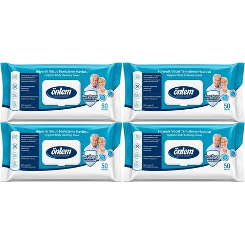 Önlem Hijyenik Vücut Temizleme Islak Mendil Havlu 200 Yaprak (4PK*50)