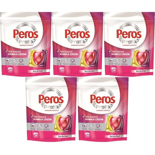Peros Pratik Matik Çamaşır Deterjanı Kapsülü - Tableti 130 Adet Renkliler (5PK*26)