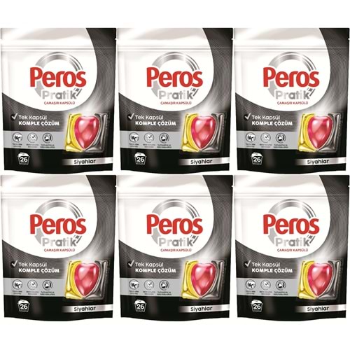 Peros Pratik Matik Çamaşır Deterjanı Kapsülü - Tableti 156 Adet Siyahlar (6PK*26)