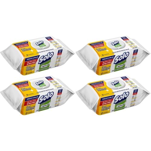 Solo Yüzey Temizlik Havlusu - Mendili 100 Yaprak Limon & Portakal Tazeliği (4 Lü Set) 400 Yaprak