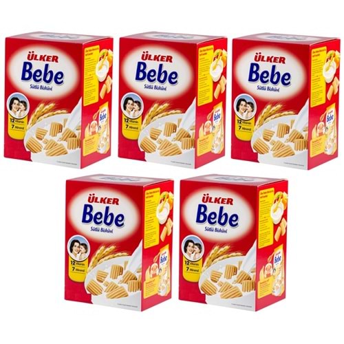 Ülker Sütlü Bebe Bisküvisi 800GR (12 Vitaminli 7 Minarelli) Kutu (5 Li Set)