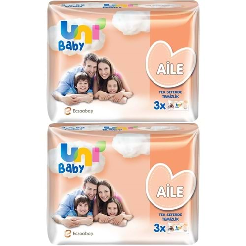 Uni Baby Islak Havlu Mendil Aile 52 Yaprak (6 Lı Set) 312 Yaprak (2PK*3)