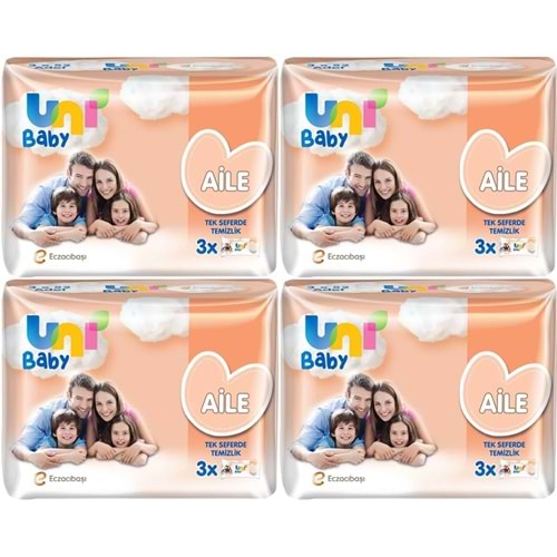 Uni Baby Islak Havlu Mendil Aile 52 Yaprak (12 Li Set) 624 Yaprak (4PK*3)