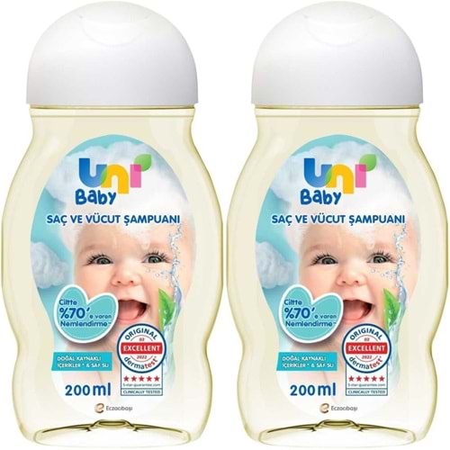 Uni Baby Bebek Saç ve Vücut Şampuanı 200ML Klasik (2 Li Set)